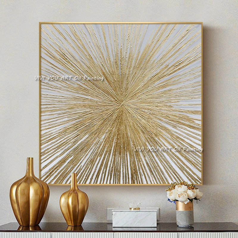 Handmade Sliver gold Oil Painting abstract oil painting on canvas wall Art Canvas picture For living room bedroom Unique gift