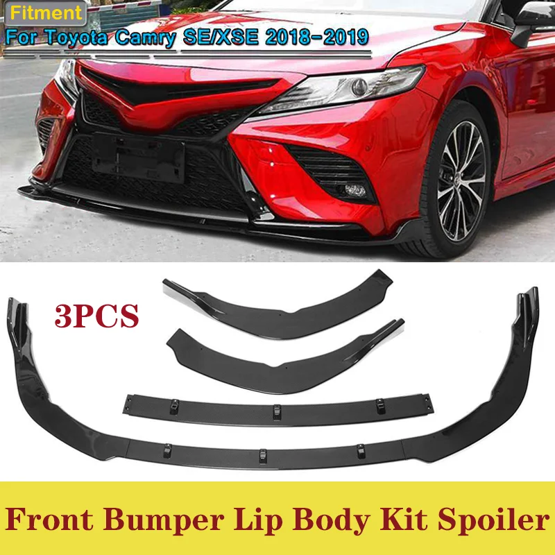 

Good Quality 3PCS Car Front Bumper Lip Splitter Cover Trim Spoiler Diffuser Deflector For Toyota Camry SE/XSE 2018 2019 Sports