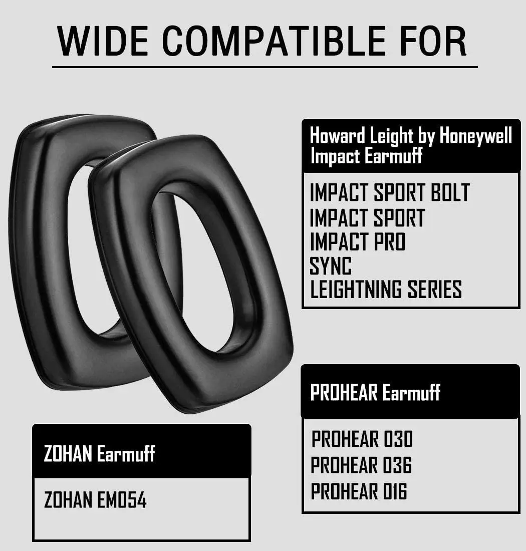 ZOHAN Gel Ear Pads For Howard Leight By Honeywell Impact Earmuff Electronic Shooting Earmuff