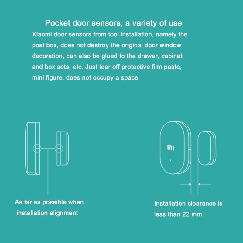 Xiaomi-Mijia Sensor inteligente de porta e janela, sensor em tempo real, detecção e lembrete para kit doméstico inteligente, sistema de alarme sem