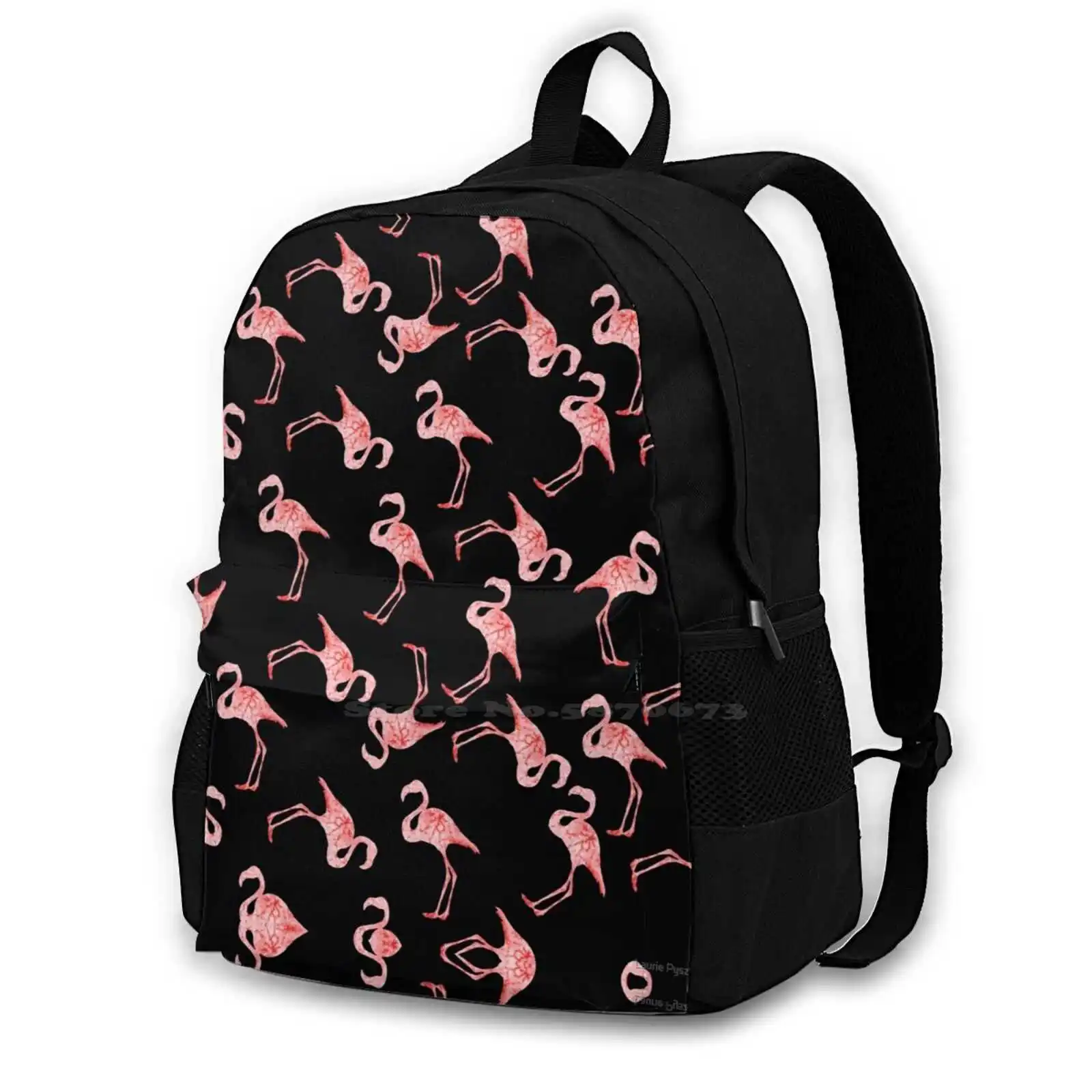 

On Black Background Pattern Design Bagpack School Bags Flamingo Bird Tropical Florida Beach Preppy Bahama Lily Pulitizer Animal