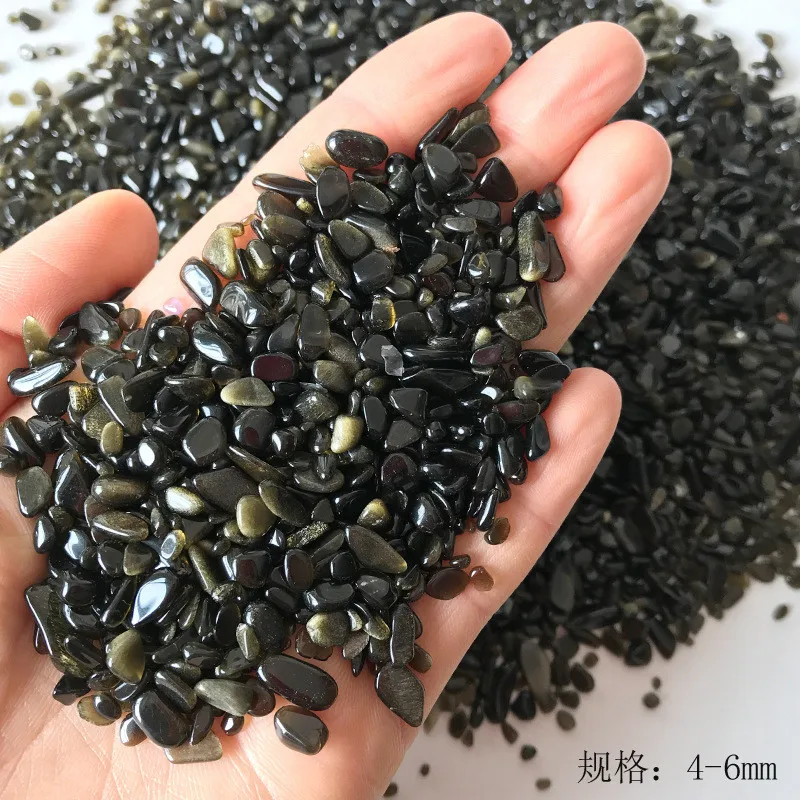 Wholesale Natural Gold Obsidian Gravel Stone DIY Home Decoration Decor Mineral Crystal Quartz Fish pot Healing Reiki Buddhism