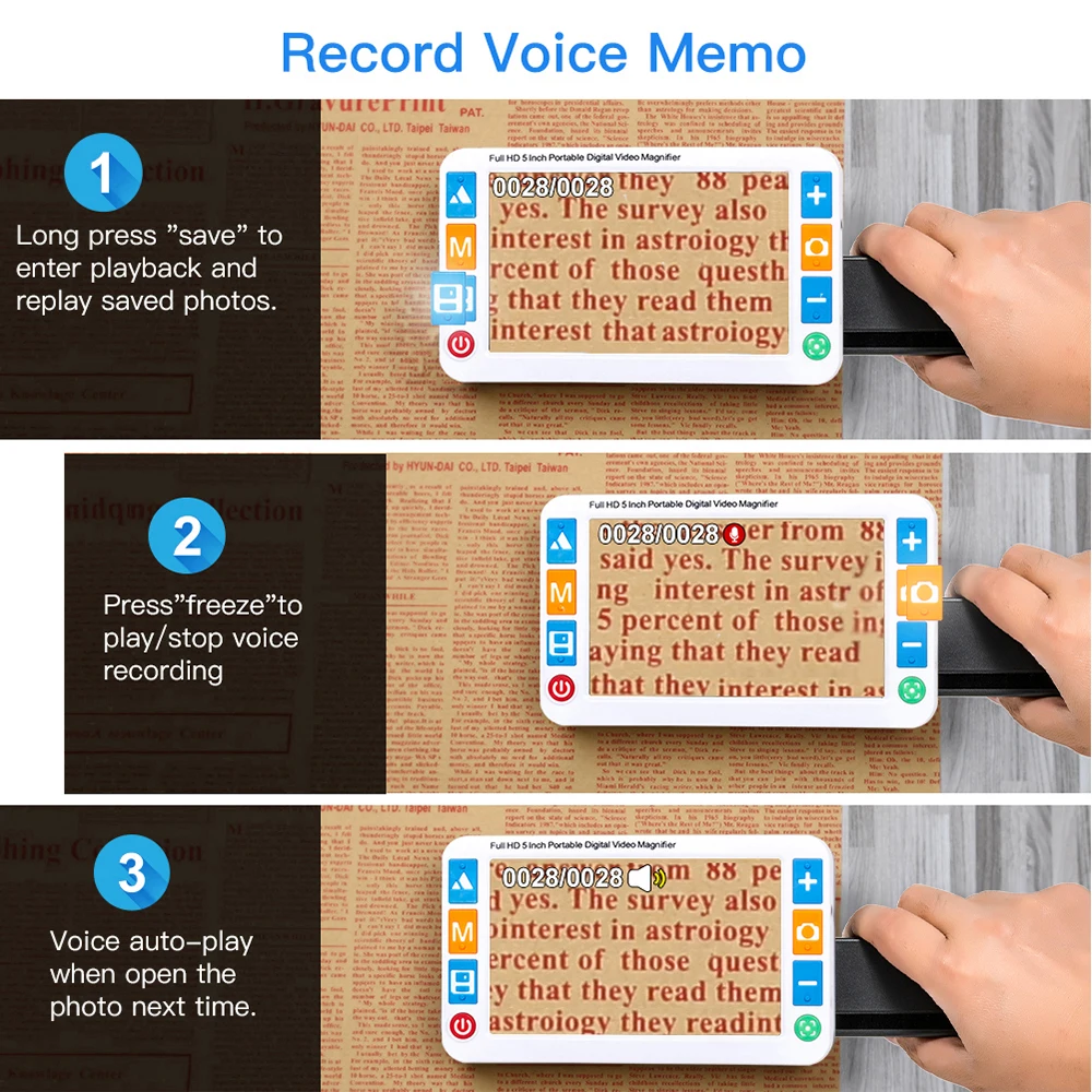 5 inch Protable Electronic Magnifier 3-48X Double Camera Digital Video Magnifier Low Vision Reading/Visual Aids LED light