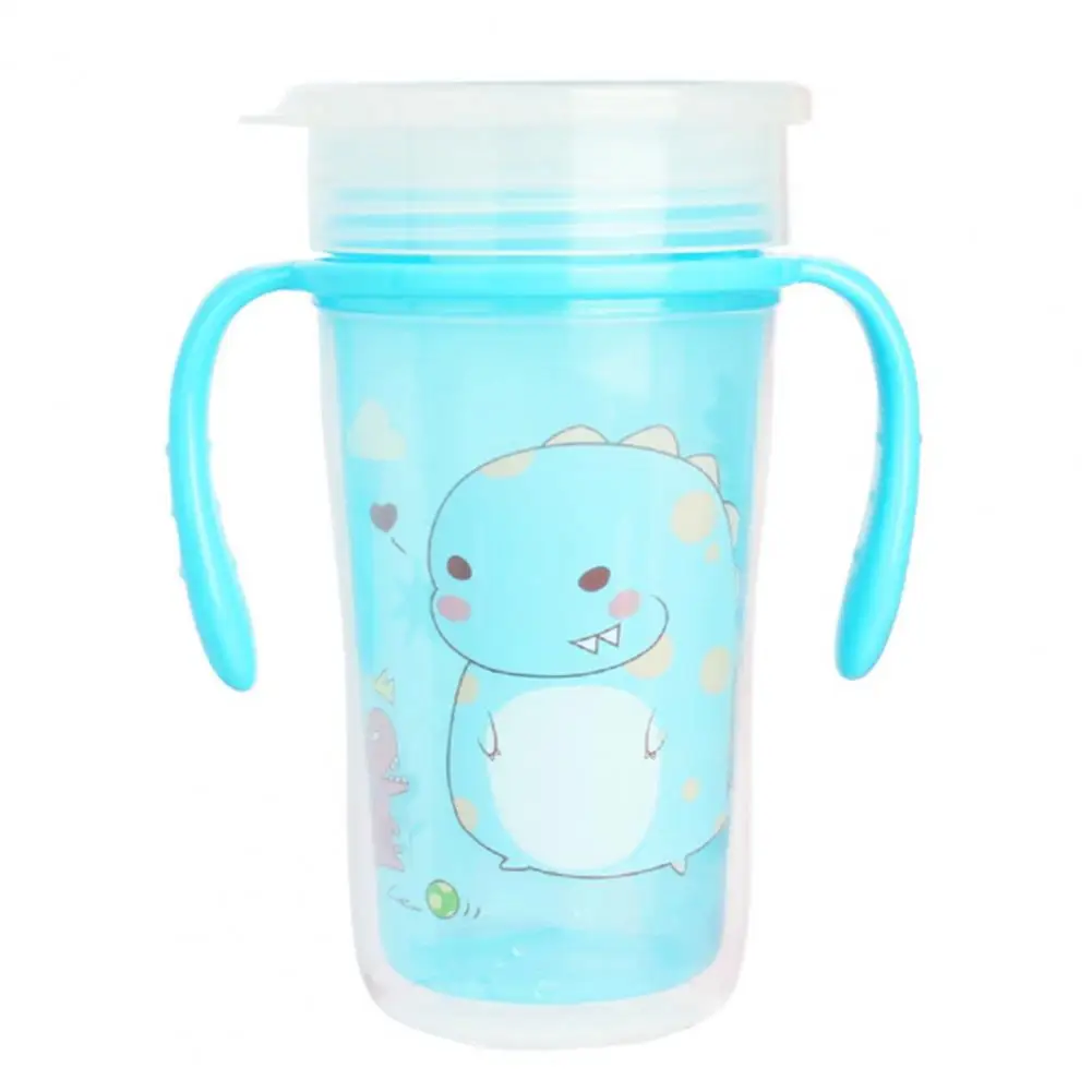 Water Cup Double layer Handles Large Diameter BPA Free Baby Cartoon Sippy Cup Kid Solid Feeding Cups Birthday Gift