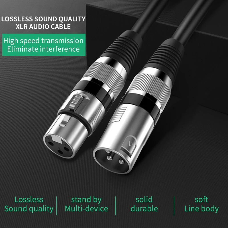 XLR Cable Male To Female M/F 3Pin OFC Audio Cable Foil+Braided Shielded For Microphone Mixer Amplifier 1m 2m 3m 5m 10m