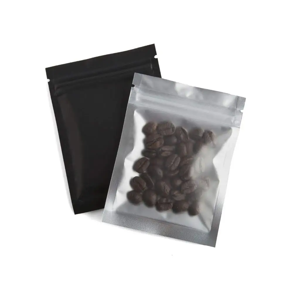 100pcs Translucent matte Flat Ziplock Storage Bag Clear Front Aluminum Foil Zip Lock Plastic Pouch Bags Custom Logo Accept