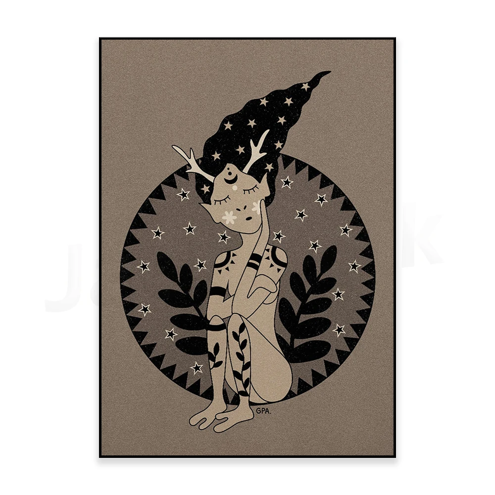 Daydreaming Print, Female Empowerment, Plant Lady, Self Love Art, Under The Stars, Happy Mail, Roommate Gift, Feminine Wall Art