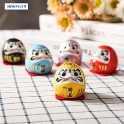 HOVFELER Japanese Ceramic Daruma Crafts Cartoon Lucky Cat Fortune Ornament Landscape Home Decor Accessories Gifts