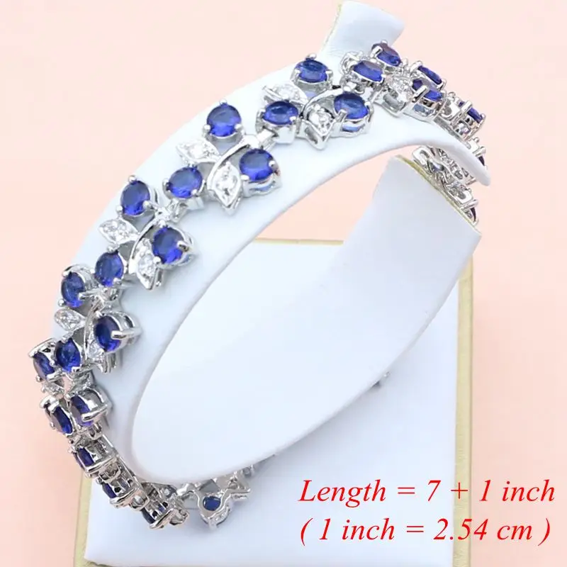 Silver 925 Jewelry Sets Blue Sapphire Natural Zircon Costume Jewelry Kits Indian Jewelry for Women Necklace Set