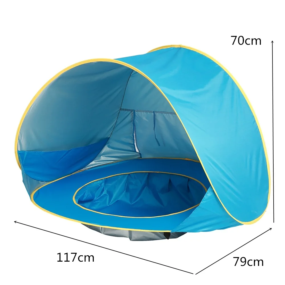 Barraca de praia do bebê crianças à prova dwaterproof água pop up sun toldo tenda uv-proteção sunshelter com piscina criança acampamento ao ar livre