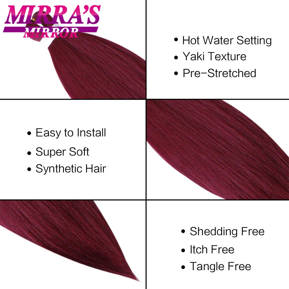 Extensiones de cabello trenzado Jumbo para mujer, trenzas ombré, pelo falso sintético liso Yaki para trenza torcida, espejo de Mirra