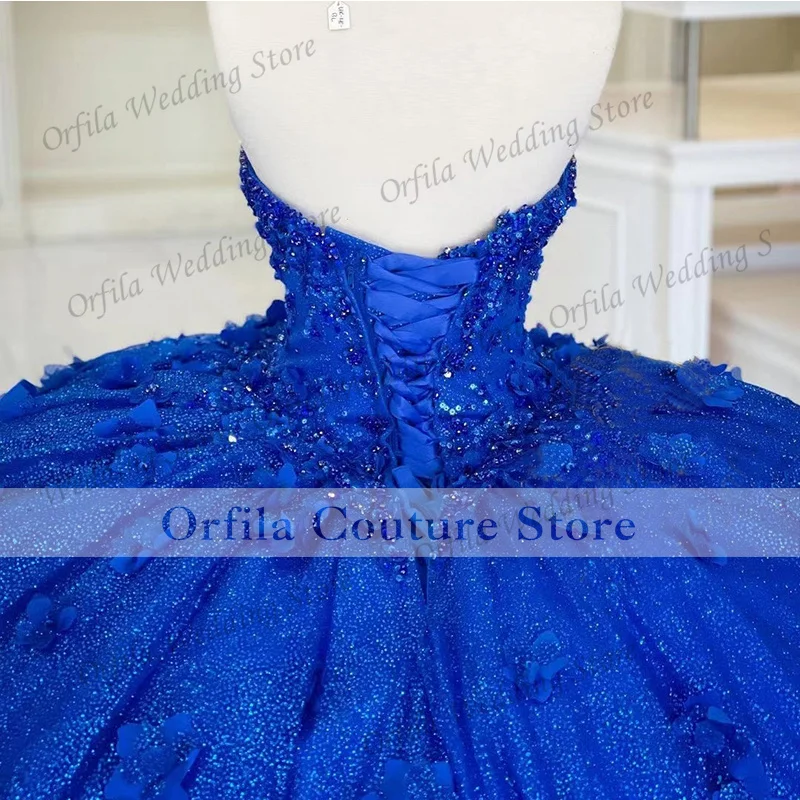 Azul real rainha quinceanera vestidos 2021 contas de renda princesa festa doce 16 vestido de baile vestidos de 15 años mangas destacáveis