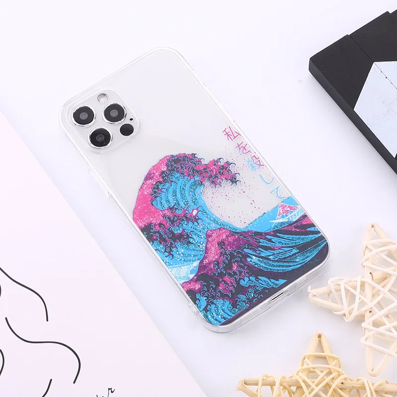 Great Wave off Kanagawa Transparent Case for Apple iPhone 12 11 Pro Max X SE2020 7 8 Plus Plus Xs Max XR Phone Case Cover Capa