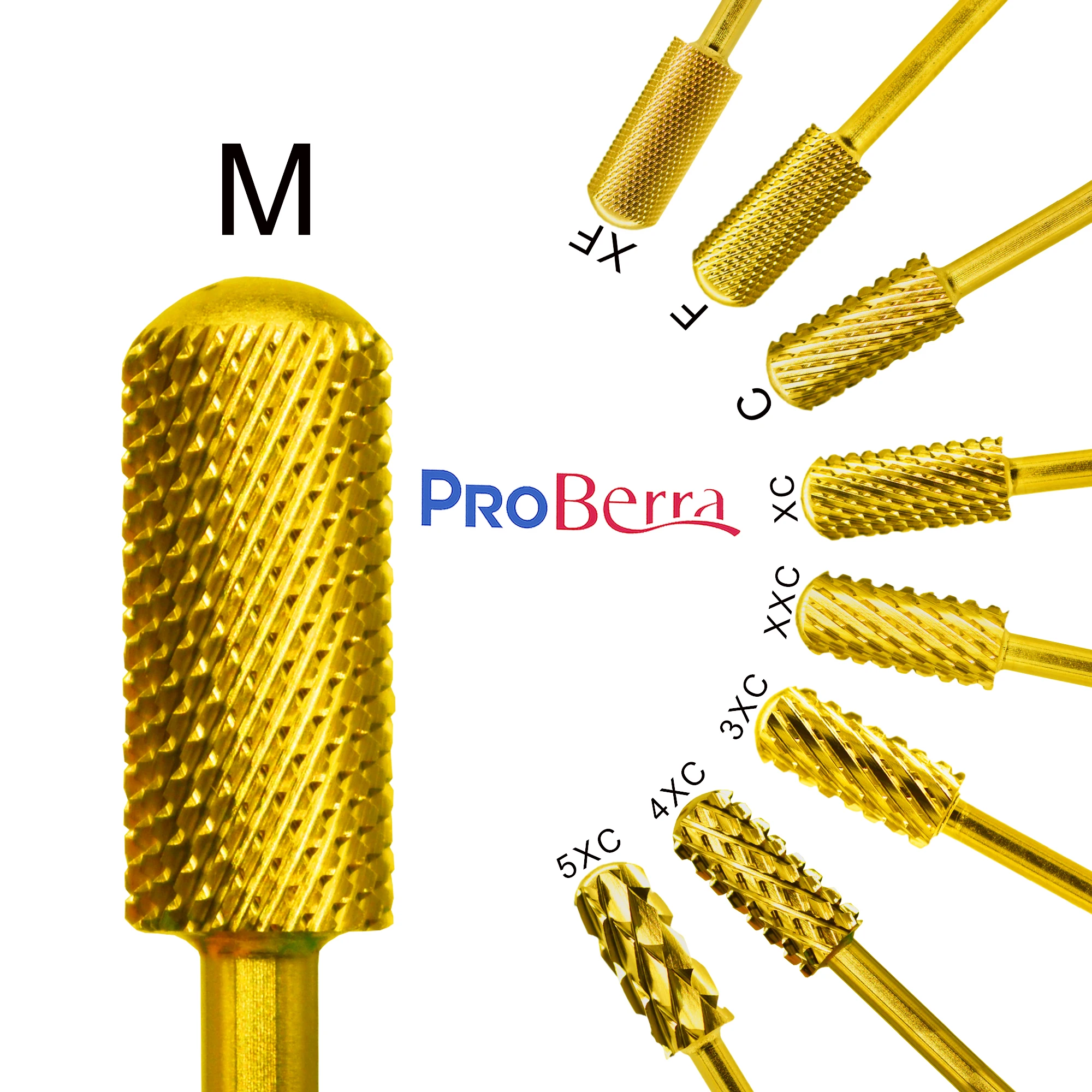 RolinStar-Small Round Top Barril Gold Carbide Manicure, Broca do prego, Acessórios de arquivo, 5,35, 8 tamanhos diferentes