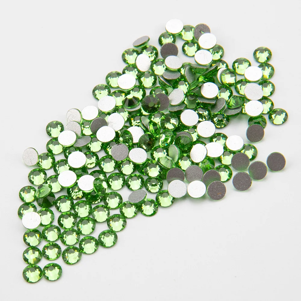 SS3-SS34 Lt.green Rhinestone For Nail Art (288-1440pcs)/pack Flat back Non Hotfix Glue On Nail Art Rhinestones