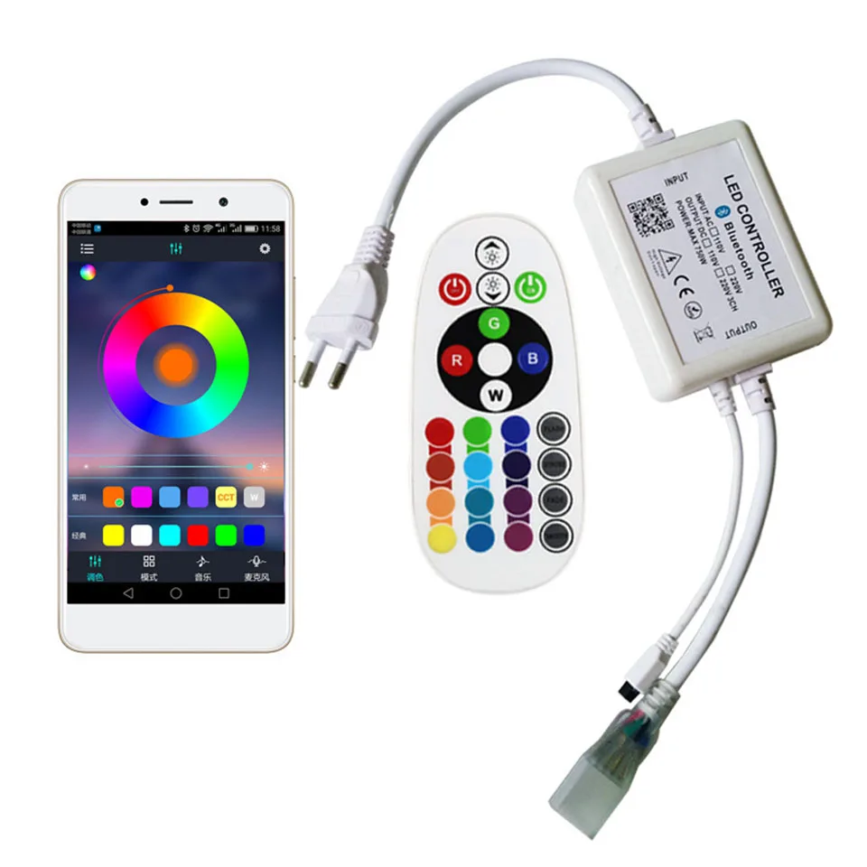 Bluetooth Controller For RGB LED Strip 220V 24 Keys Wireless IR LED Strip Controller For 96LEDs 120LEDs LED strip