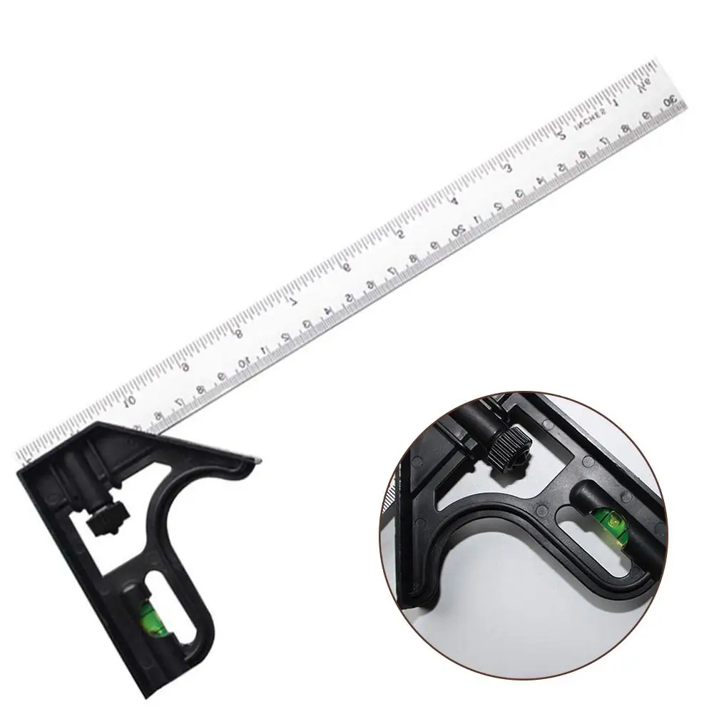 Combination Square Angle Ruler Multifunctional Stainless Steel Combo Square Carpentry Tools Carpenter Square Metal Ruler Framing