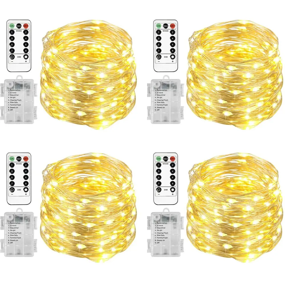 

Fairy Lights Battery Operated USB with 13 Key Remote 33ft 100 50LED Waterproof Copper Wire Lights Festival Party 8 Modes