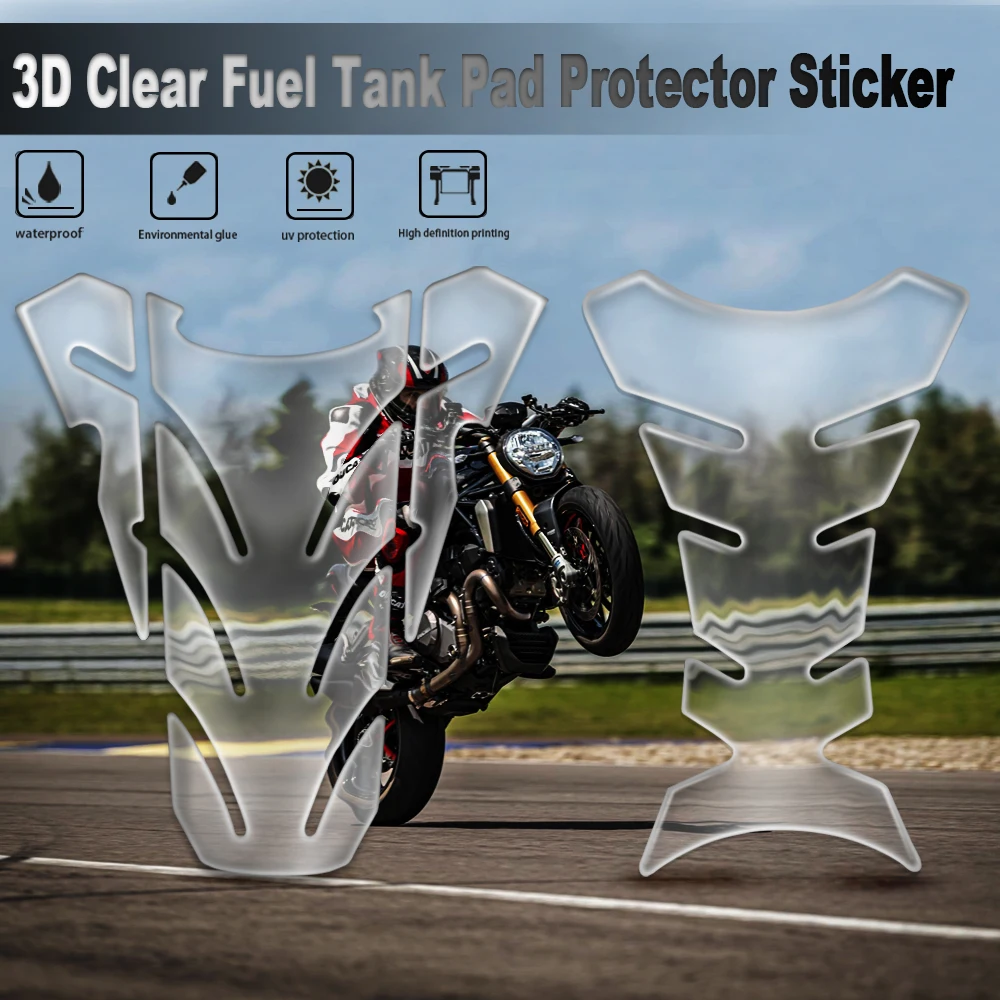 3D Motorcycle Transparent Crystal Glue Fuel ​Tank Pad Stickers Racing Tank Protect Decals For Yamaha Honda Kawasaki Suzuki