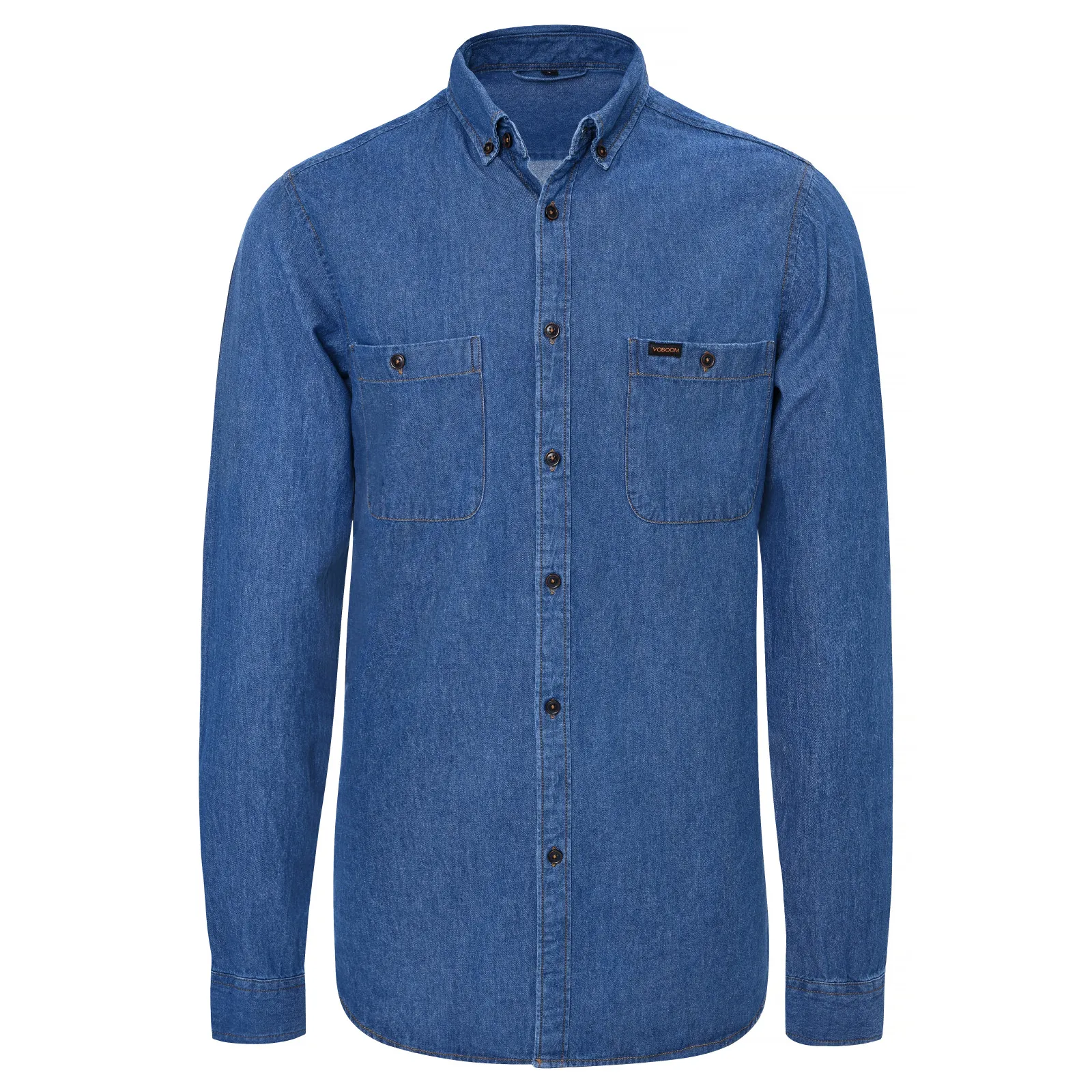 VOBOOM Men's  Denim Shirt Long Sleeve Shirt Cotton Casual Workwear With Pockets Clothing Spring Autumn