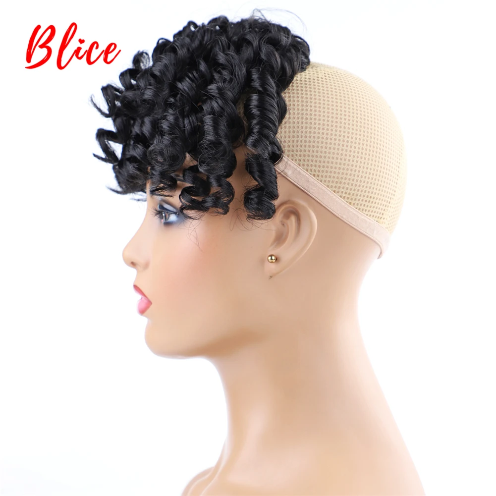 Blice Fake Curly Fringe Two-Clips In Bang Synthetic Hair Extensions With 100% Kanekalon Hairpieces For Women