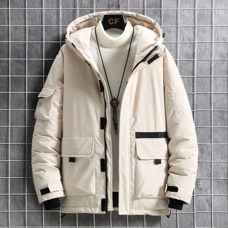 

Duck White Down Jacket Hood Parka Men's Outdoor Snow Brand Down Jackets Outdoor Workwear Thick Warm Men's Winter Jacket 4XL