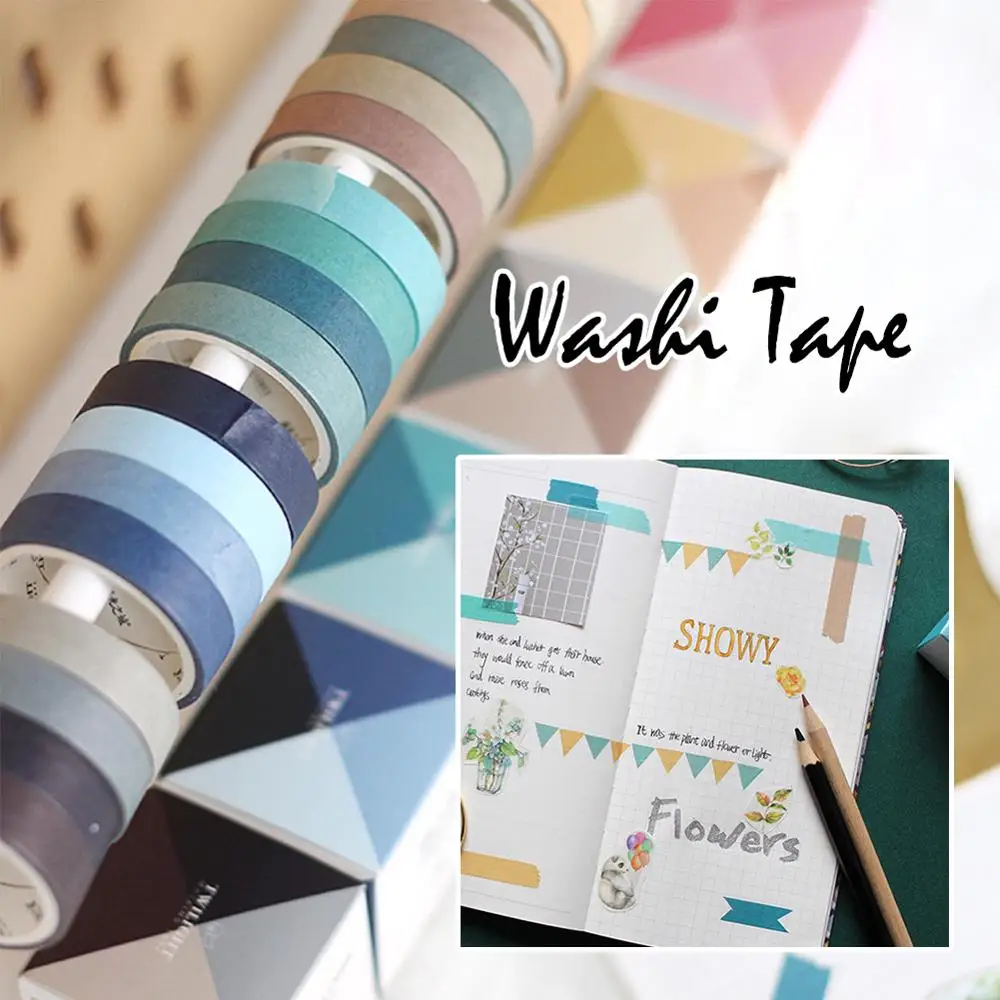 4 Rolls Gradient Color Masking Washi Tape Journal Tape Decoration Decals DIY Washi Paper Scrapbooking Diary Tape Sticker 6 Types