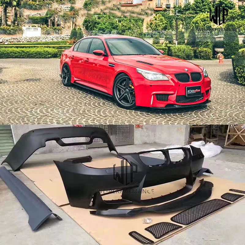 

E60 Car Body Kit Pp Unpainted Front Rear Bumper Side Skirts Carbon Fiber Front Lip for Bmw E60 520i 523i 525i 1m Style 05-10