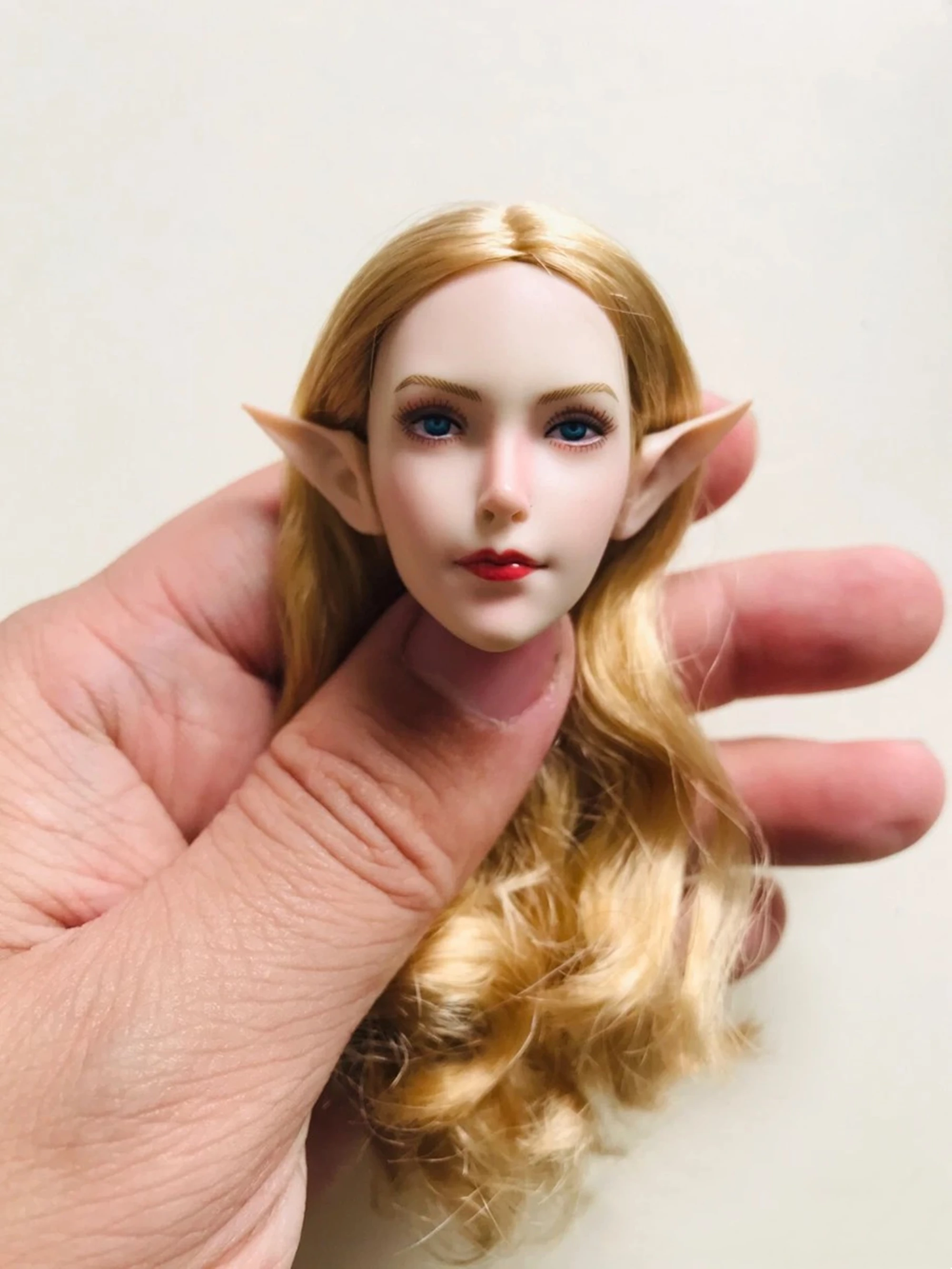 1/6 SDH021A Blonde Hair Removable Elf Ears Girl Head Sculpt Model Fit 12\'\' Pale TBLeague Phicen Action Figure Body