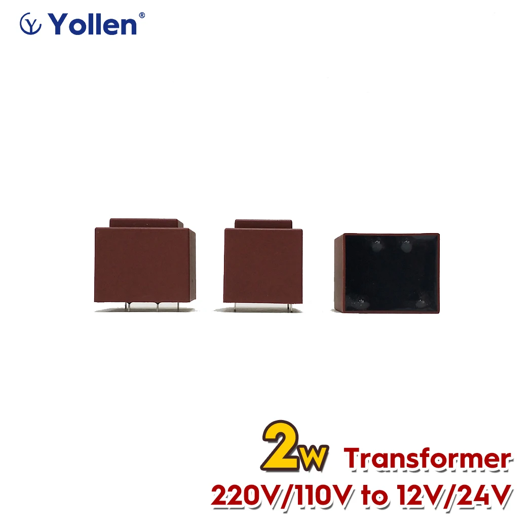 PIN Type 2W Power Transformer 2VA Voltage 110V/220V to 12V/24V for Circuit Board DIY Vertical Mounted Epoxy Resin Waterproof