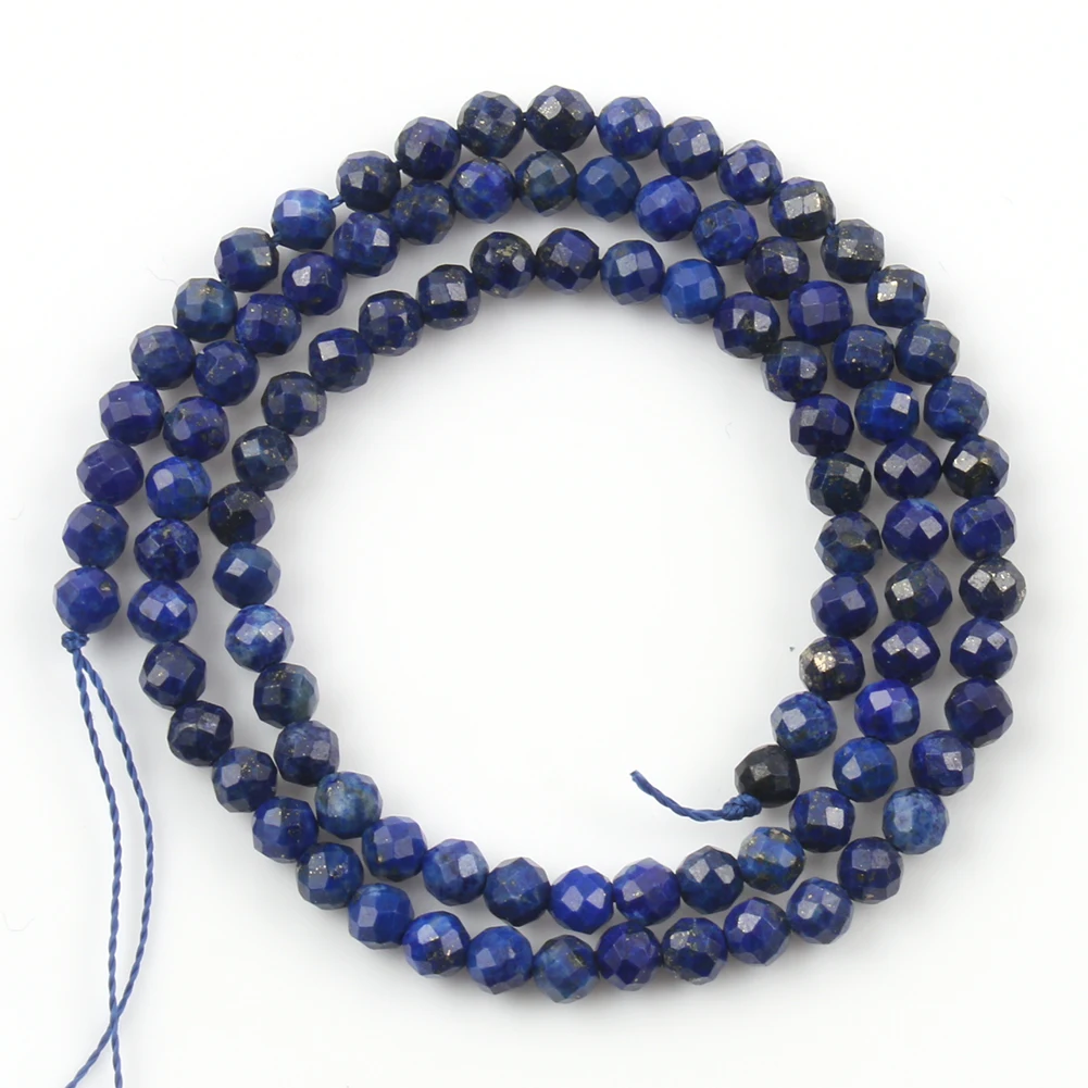 2 3 4mm Faceted Lapis Lazuli Stone Beads Natural Loose Spacer Beads For Jewelry DIY Making Bracelet Necklace Accessories 15\'\'