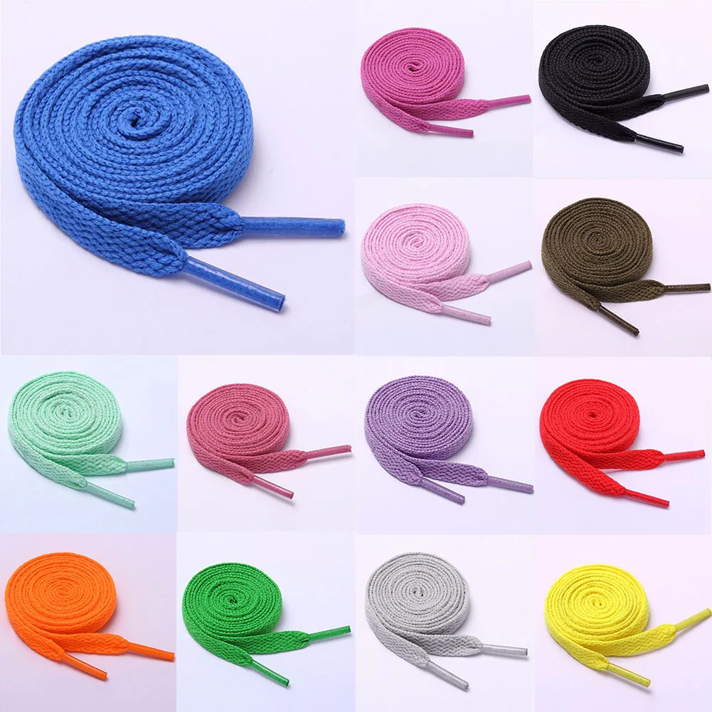 1Pair Fashion Sports Casual Shoe Lace Solid Flat Shoelace Double Flat Laces High Quality Polyester Shoelaces 15 Colors