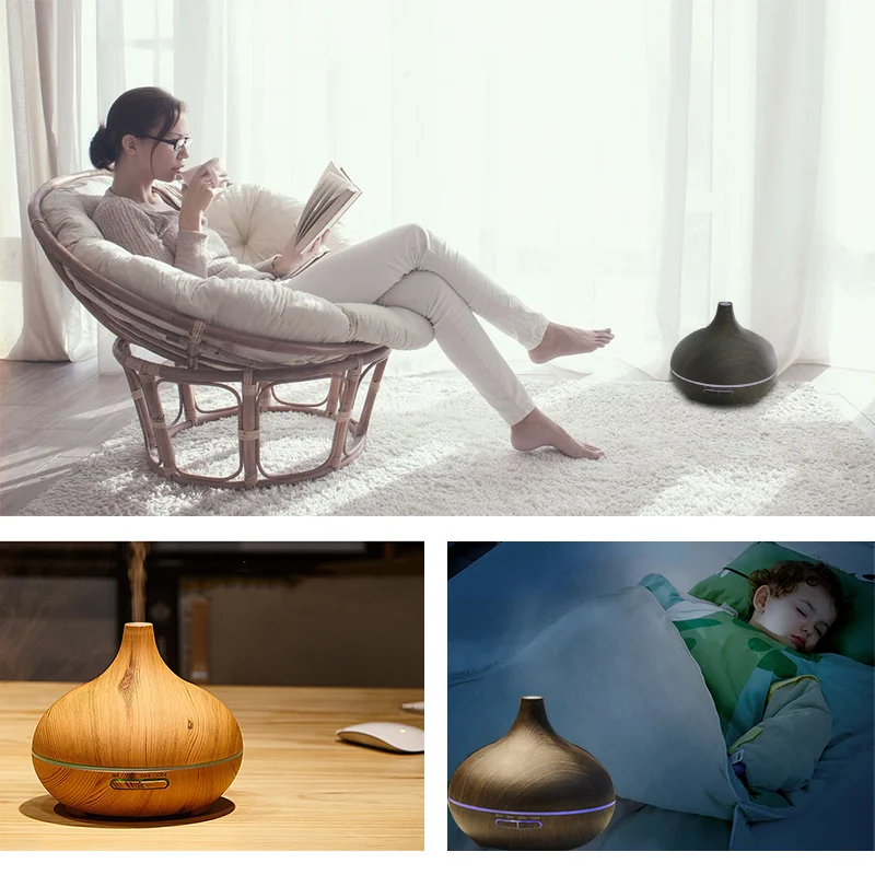 550ml Onion Head Wood Grain Aroma Diffuser for Household Mute Humidification Colorful Wood Grain Humidifier