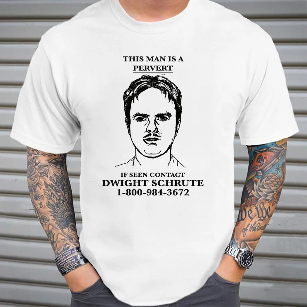 The Office Dwight Schrute Pervert T Shirt Funny Dwight This Man Pervert Graphic Cotton Tees