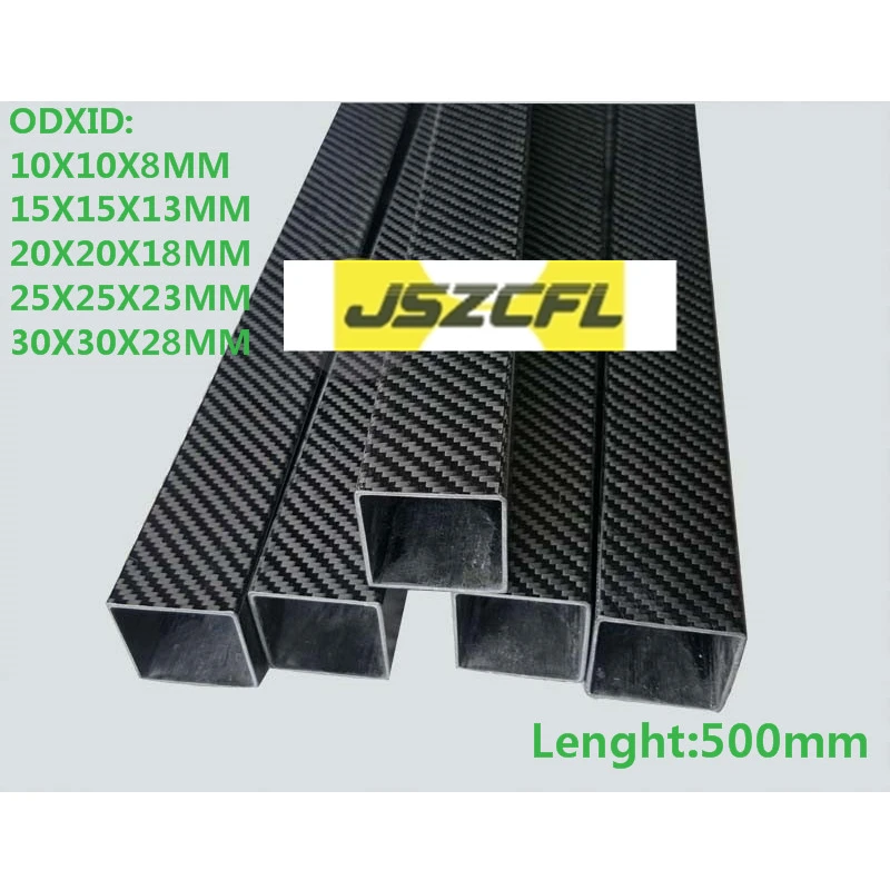 3K Full Carbon Fiber Vierkante Buis Hoge Sterkte Od 10Mm 15Mm 20Mm 22Mm 25Mm 30Mm Vlakte Glanzend Oppervlak 250Mm 300Mm 500Mm 600Mm