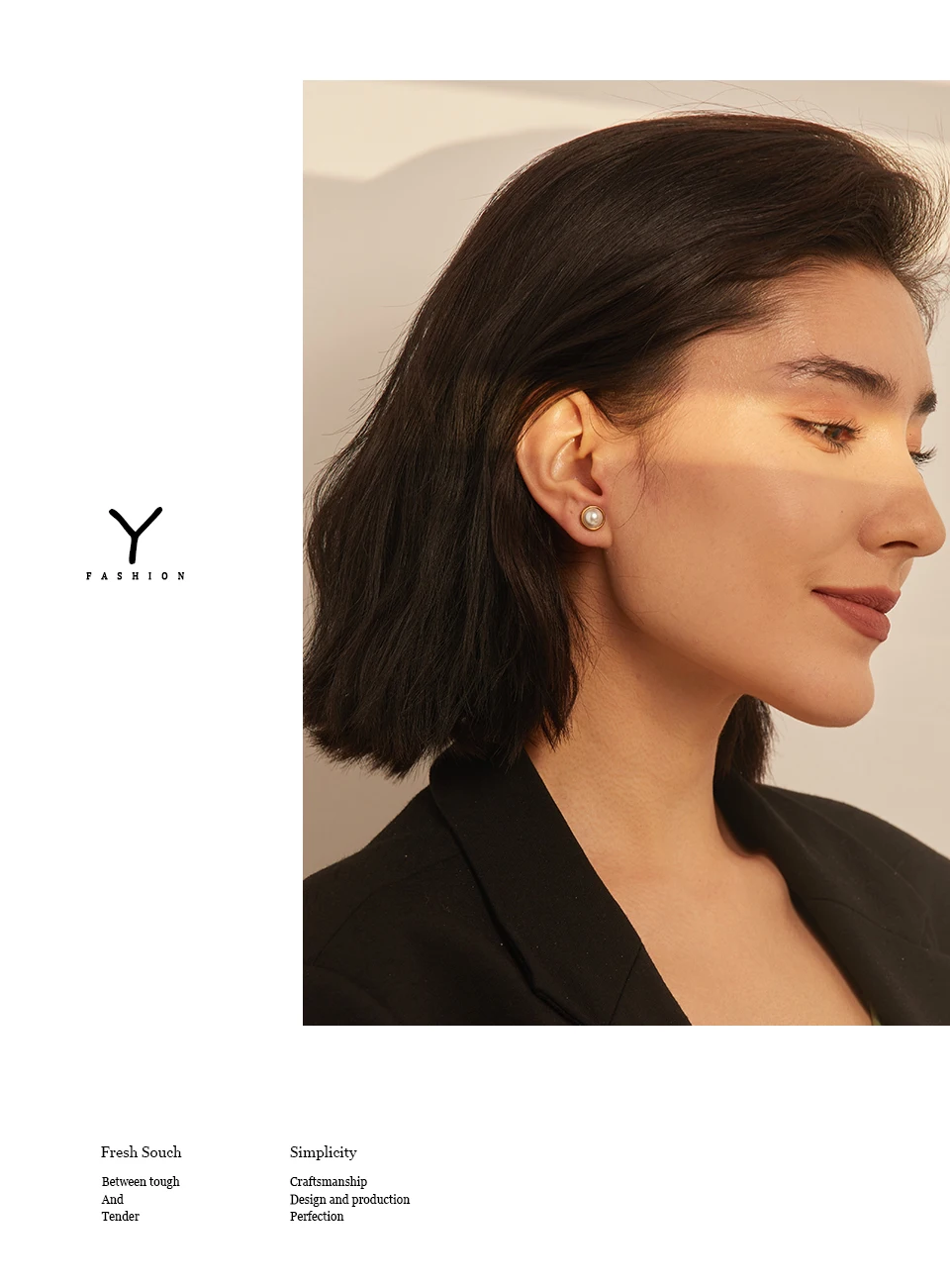 Yhpup Imitationsperlen-Ohrstecker mit Schraubverschluss, trendiger Edelstahl-Schmuck, geometrisch, 18 Karat vergoldet, Charm für Frauen, Gala-Geschenk – Detail 2