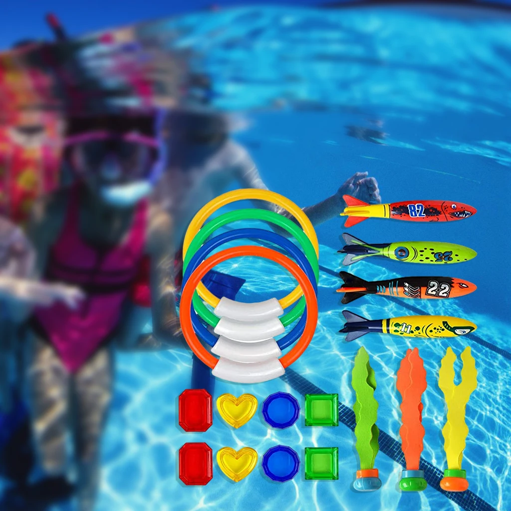 19pcs Kids Diving Toys Set Kids Underwater Toys for Swimming Pool Parties