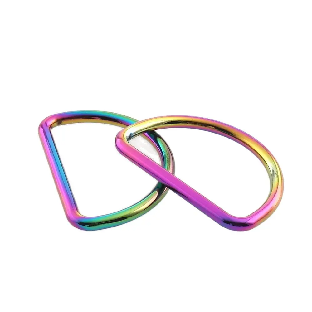 Rainbow Metal  D Ring Semicircle Connection buckle Backpacks Straps Dog Collar Half Round Rings Adjustable Buckles Inner1''5/8''