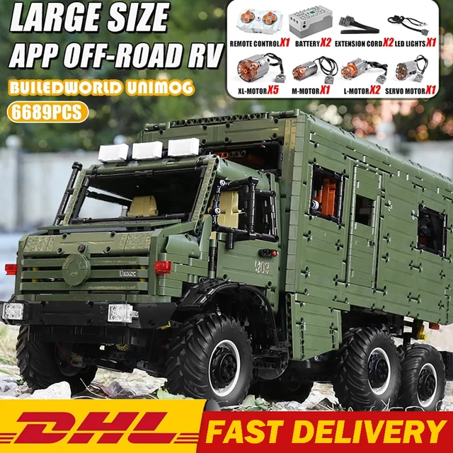 ミリタリートラックローダー,j907オフロード車,unimog moc nomadism rv,キャンピングカー,ビルディングブロック,6689個 -  AliExpress