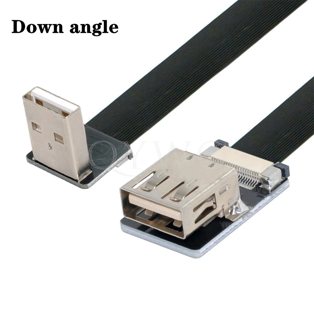 90 Degree Angle USB extension cable USB 2.0 Male to Female Extension Data Flat Slim FPC Cable for FPV & Disk & Scanner & Printer