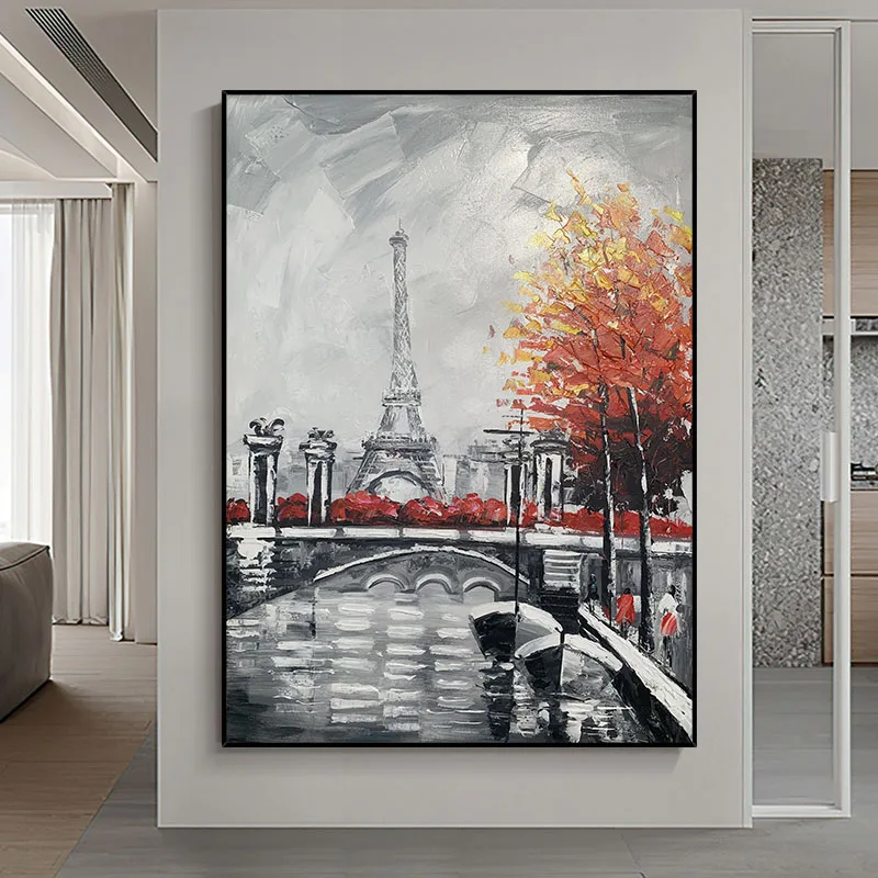 

100% Hand Painted Landscape City Abstract Oil Painting Wall Art Home Decor Wall Pictures On Canvas No Framed Large Size