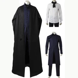 Custom Made New Arrival Full Set Professor Severus Snape Cosplay Costume Halloween Carnival Black Robe Cloak Uniforms