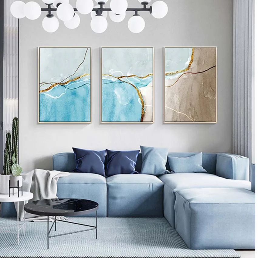 3 pieces combination Abstarct oil painting on canvas handmade industrial Nordic style simple wall art picture for living room