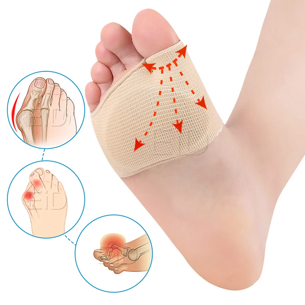 EiD Silicone Metatarsal Sleeve Pads Half Toe Bunion Sole Forefoot Gel Pads Cushion Half Sock Supports Prevent Calluses Blisters