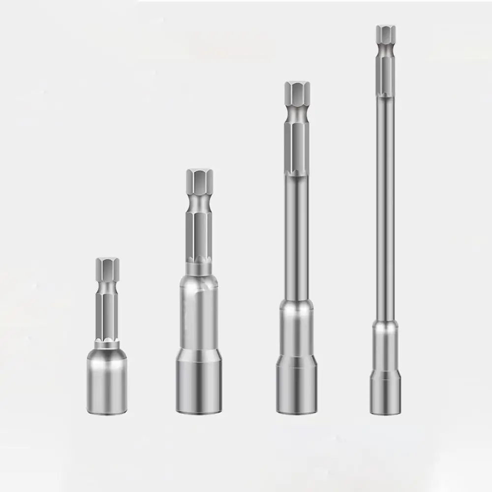 Broca de destornillador eléctrico con vástago de 1/4 ", tuerca hexagonal magnética, longitud de 65mm, 80mm, 100mm, 150mm, 6mm - 19mm