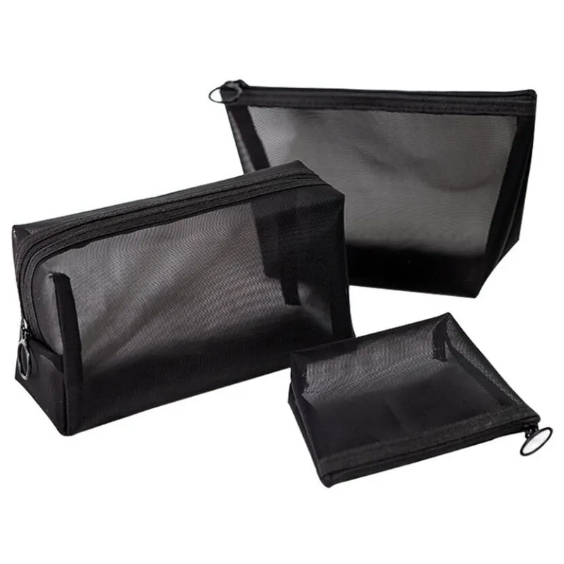 Bolsa de cosméticos necesaria para hombre y mujer, organizador de viaje transparente, bolsas de aseo negras pequeñas y grandes, bolsa de maquillaje, color negro, 1 ud.