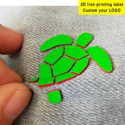 Custom 3d silicone heat transfer Brand Label Customized YOUR logo Garment Label Iron on clothes Patch 1MM 3d stamp Gold Stickers