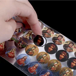 120pcs/Color Religious Mercy Jesus Sacred Heart Adhesive Wall Sticker Virgin Mary Sticker Prints Catholic Church Decoration 17mm
