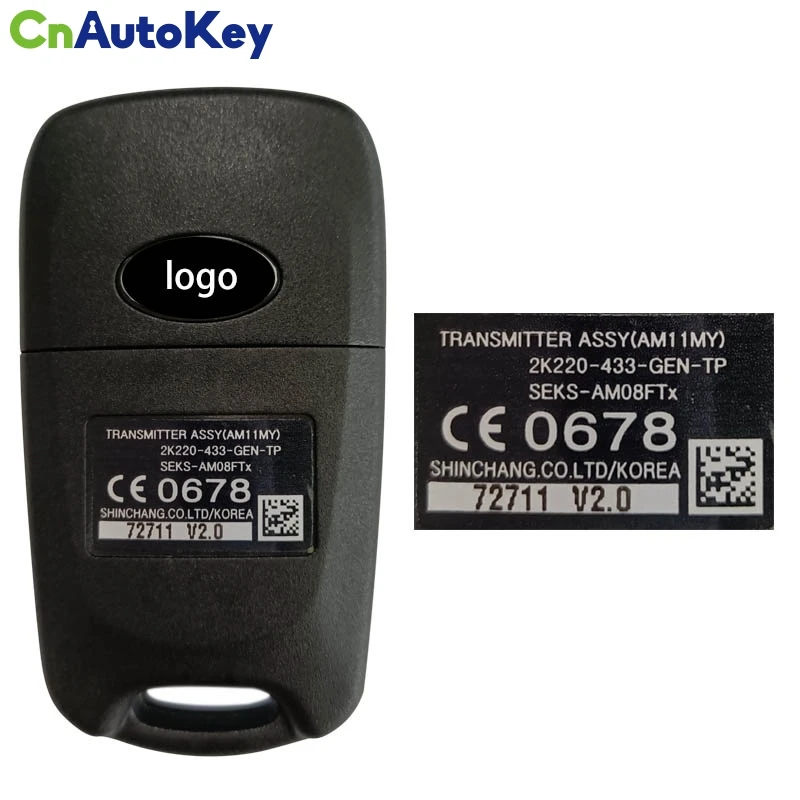 CN051141 Genuine Original For Kia Soul 2010+ Flip Remote Car Key OEM 3 Buttons SEKS-AM08FTX PCF7936 Chip 433MHz FCC 95430-2K220