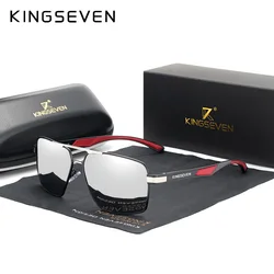 KINGSEVEN-Óculos de sol masculinos de alumínio, lentes polarizadas, design vermelho, templos, espelho de revestimento, 7719